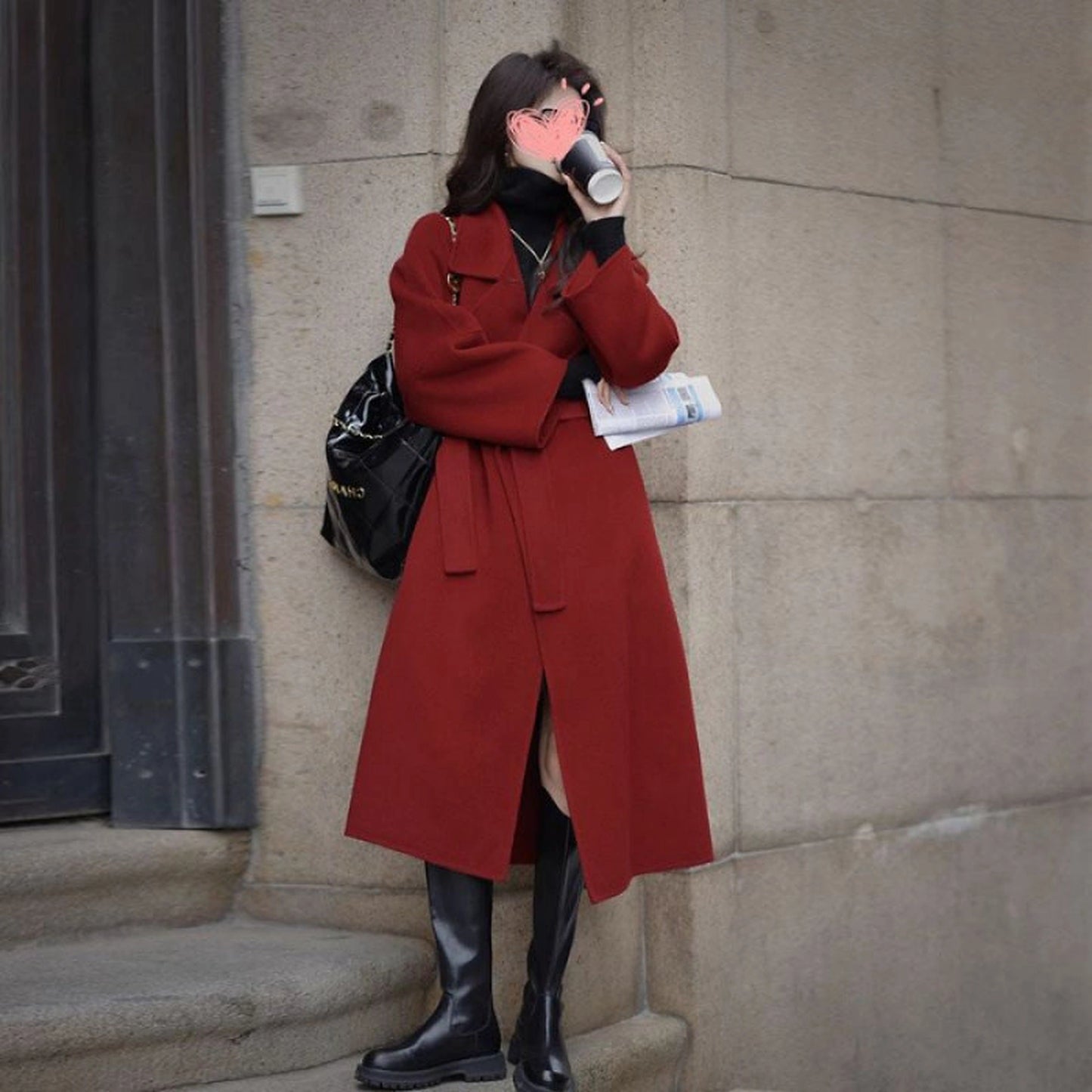 Mid-length Fall Winter Fashion Socialite Below-the-knee Coat