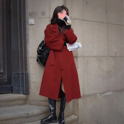 Mid-length Fall Winter Fashion Socialite Below-the-knee Coat
