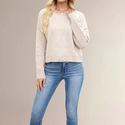 Round Neck Multicolor Knitwear Loose Sweater