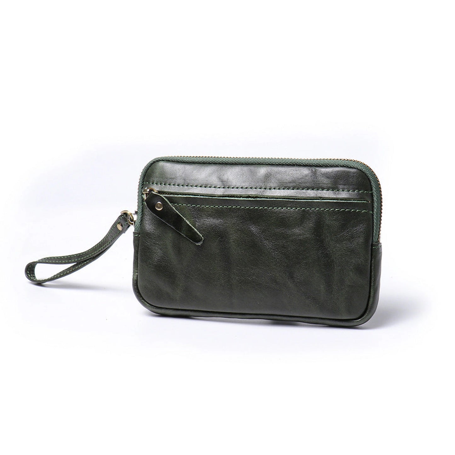 Men's Solid Color Skeleton-skin Zipper Handbag