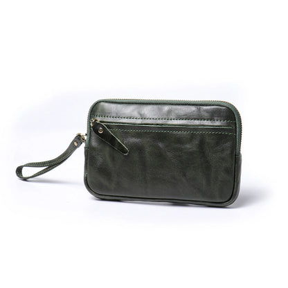 Men's Solid Color Skeleton-skin Zipper Handbag