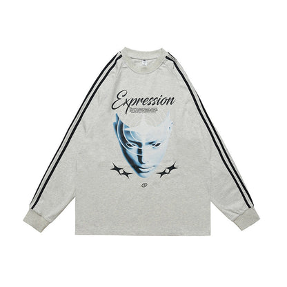 Heavy Pure Cotton Portrait Letter Printed Loose Long Sleeves