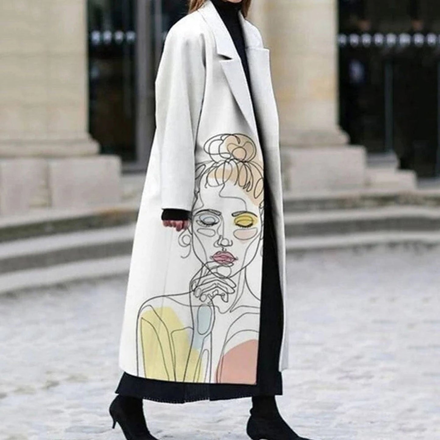 Women's Printed Dragon And Phoenix Woolen Coat