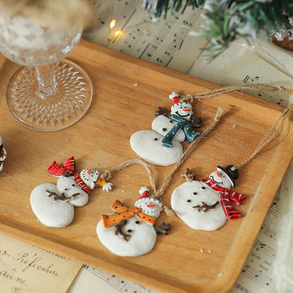 American Retro Christmas Resin Small Pendant Christmas Snowman Crutch
