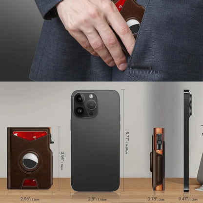 Men's RFID Anti-theft Brush Aluminum Alloy Card Bag