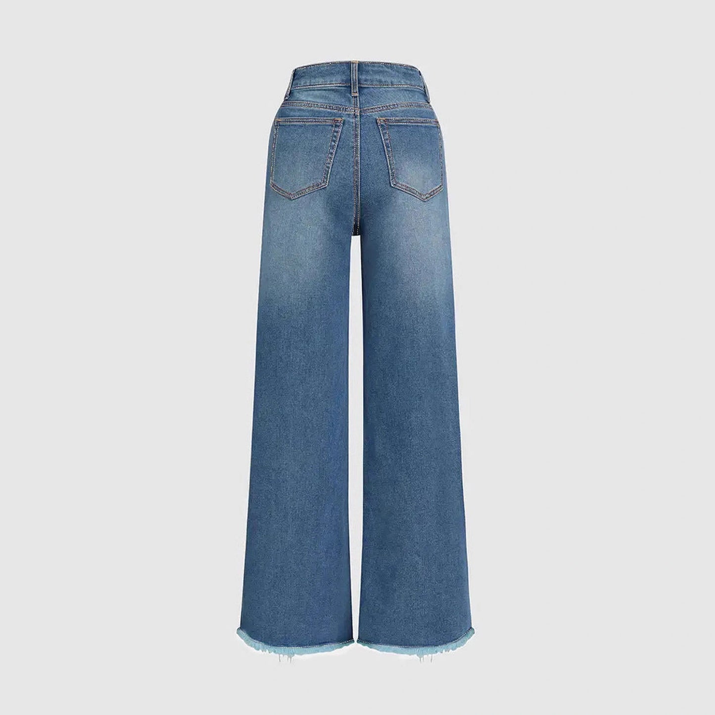 Raw Hem Ripped Loose Wide-leg Flared Jeans