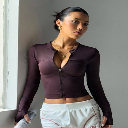 Long-sleeve Zipper Quick-drying Yoga Clothes Coat Sports Workout Clothes