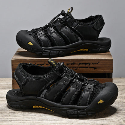 Top Layer Leather Plus Size Men's Beach Sandals