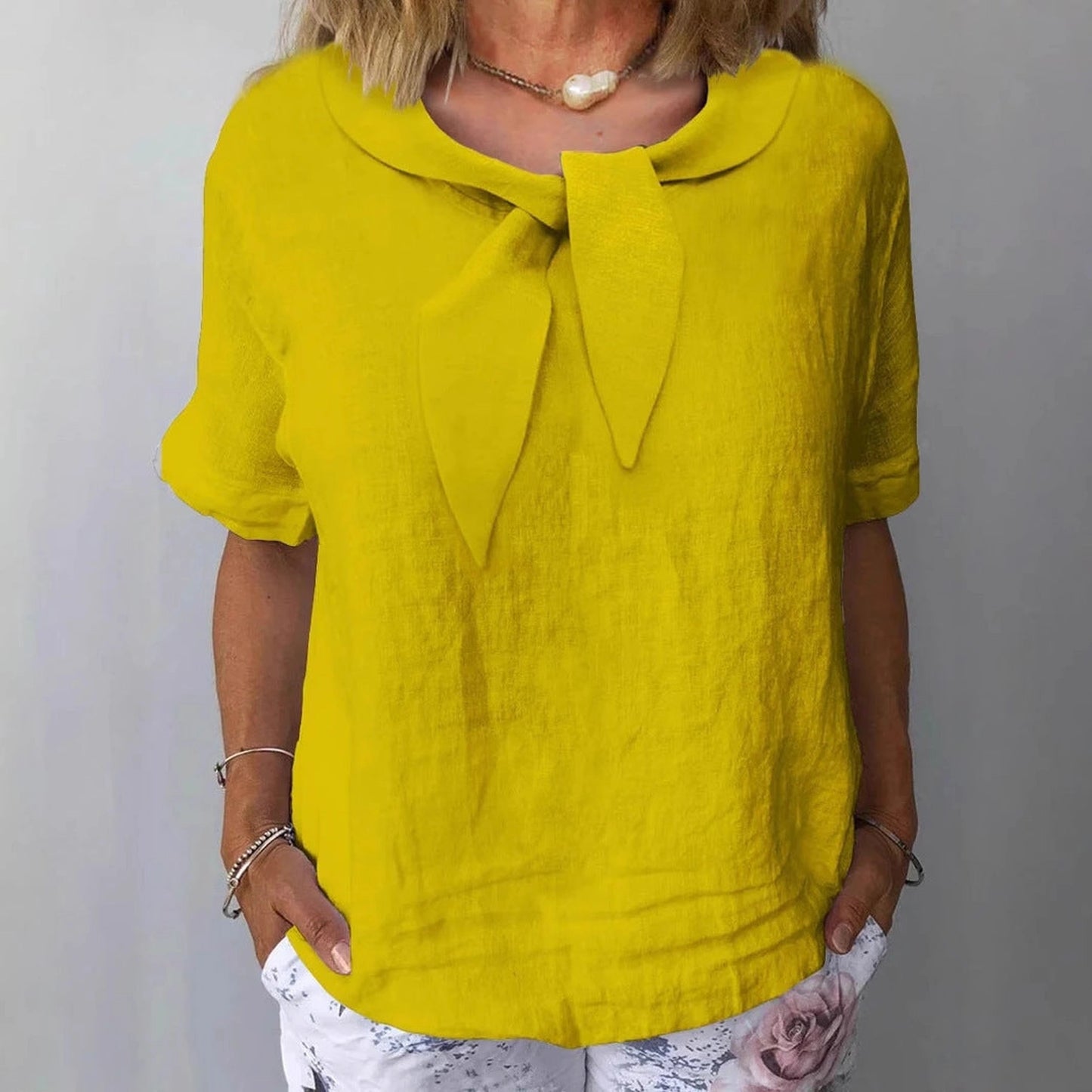 Women's Cotton And Linen Solid Color Outerwear Top