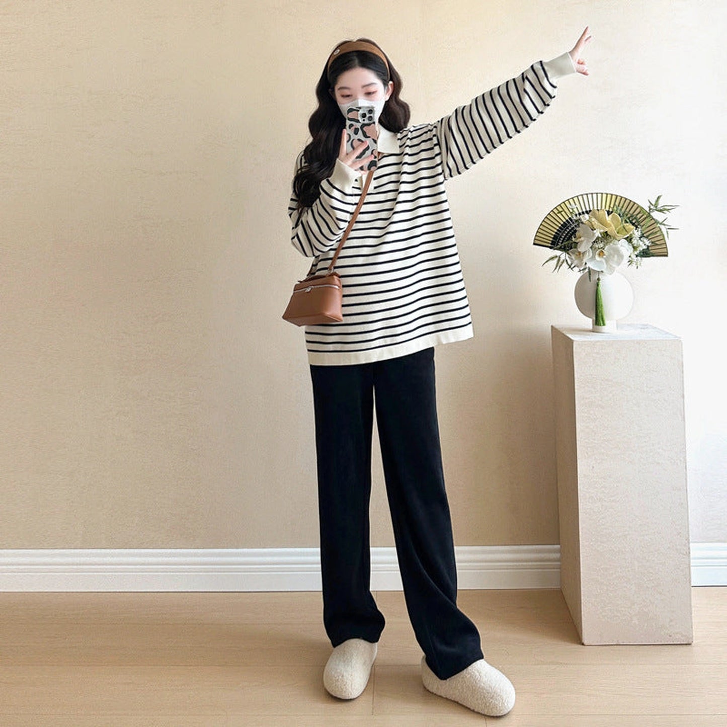 Loose Plus Size Pregnant Women's Knitted Top