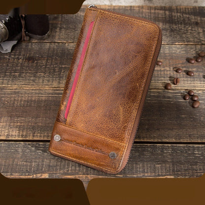 Cowhide Anti-theft Swiping Men's Long Genuine Leather Men's Zipper Bag