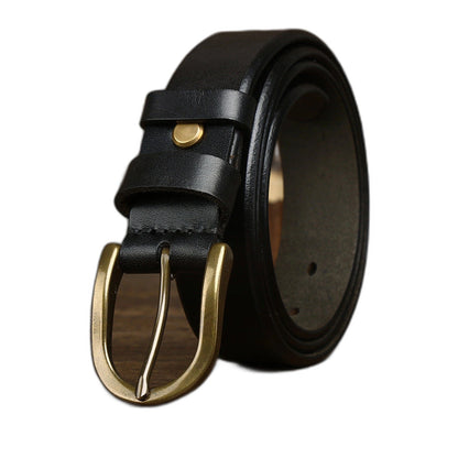 3.3CM Wide Copper Buckle Trendy Fashion Retro Belt Men