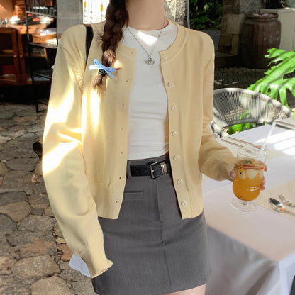 Women's Yellow High-grade Small Sweaters Cardigan