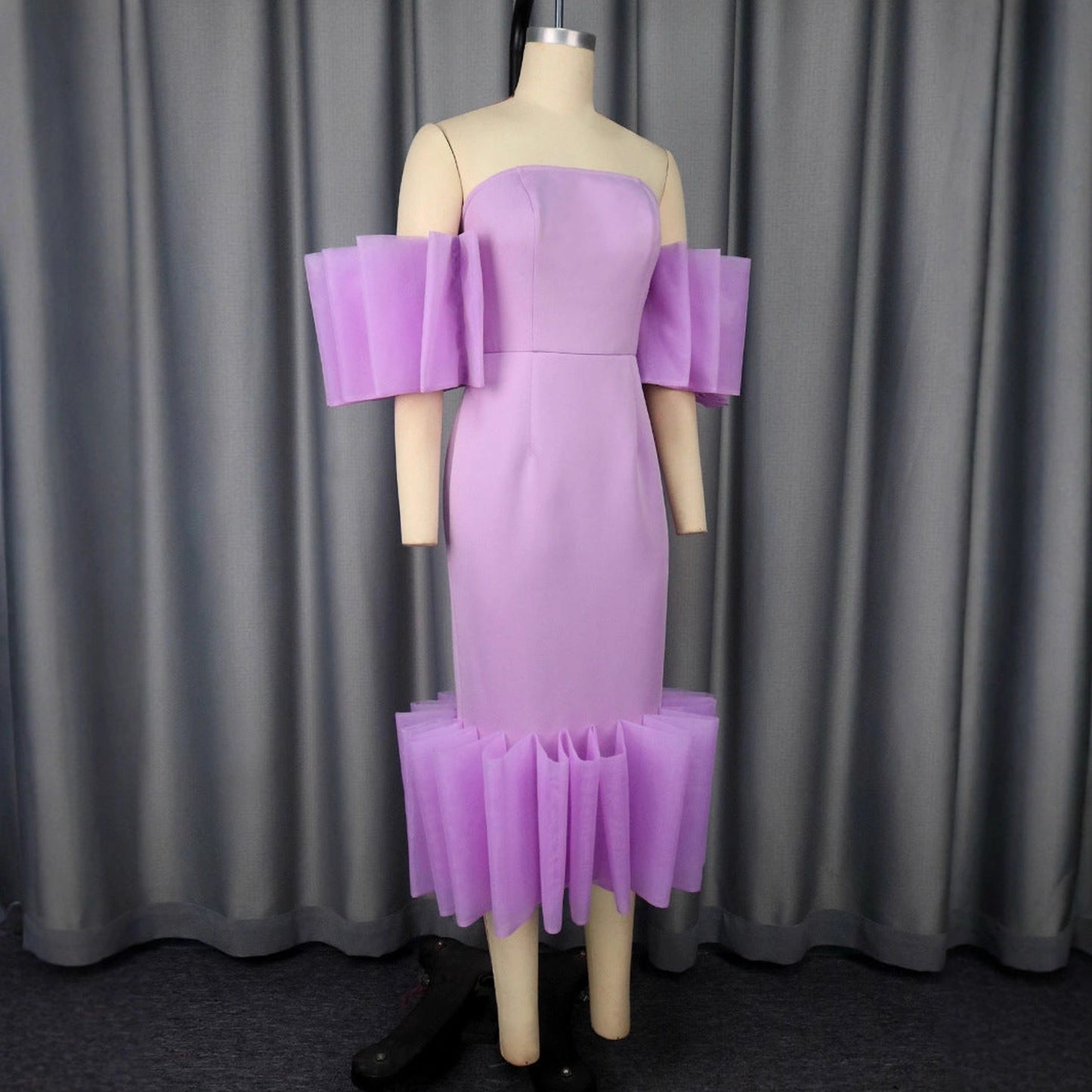 European And American Sexy Tube Top Purple Dress
