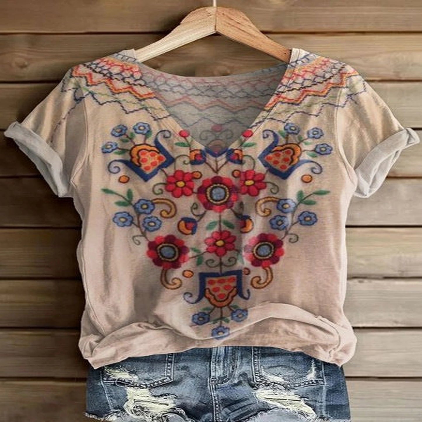 Women's Fashion Printed Short-sleeved T-shirt