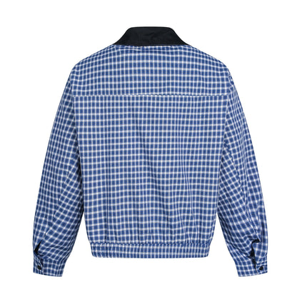 Plaid Corduroy Collar Stitching Workwear Jacket