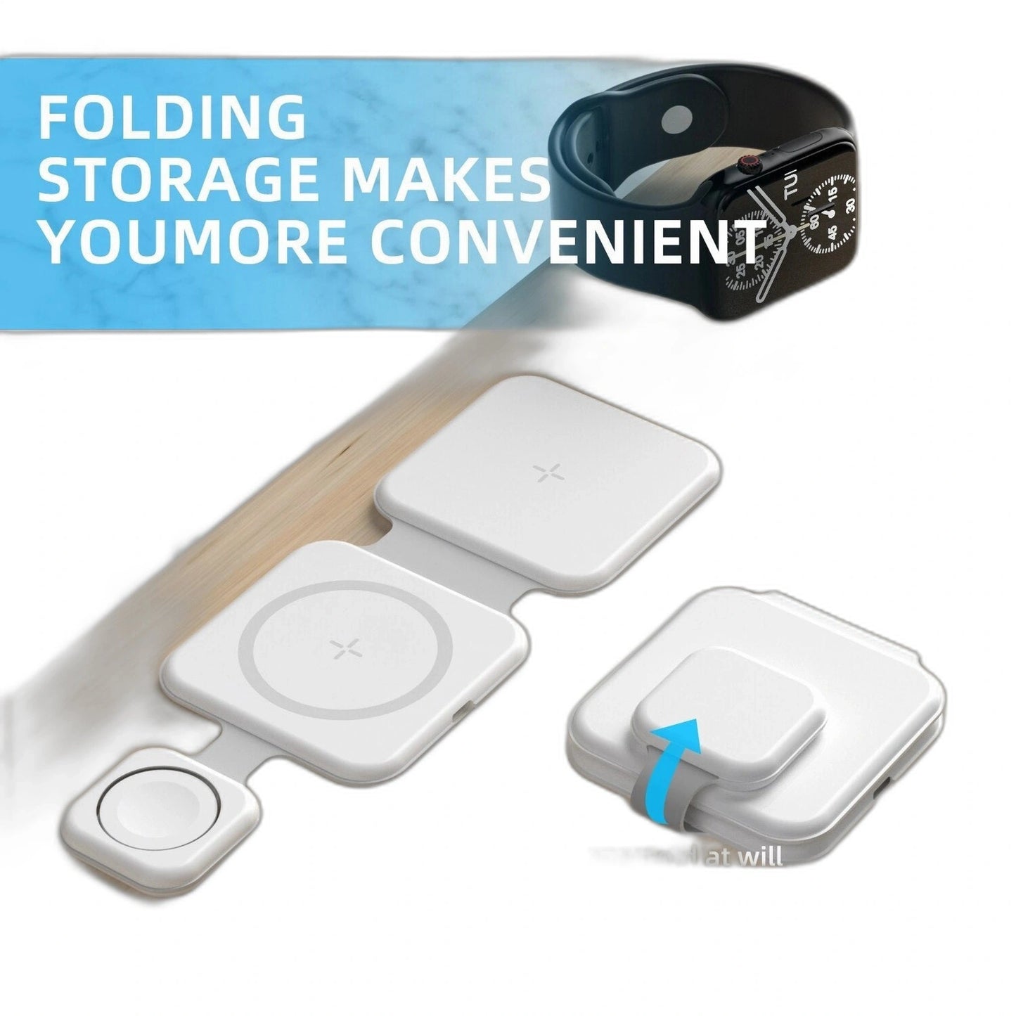 3 In 1 Magnetic Foldable Wireless Charger Charging Station Multi-device Folding Cell Phone Wireless Charger Gadgets