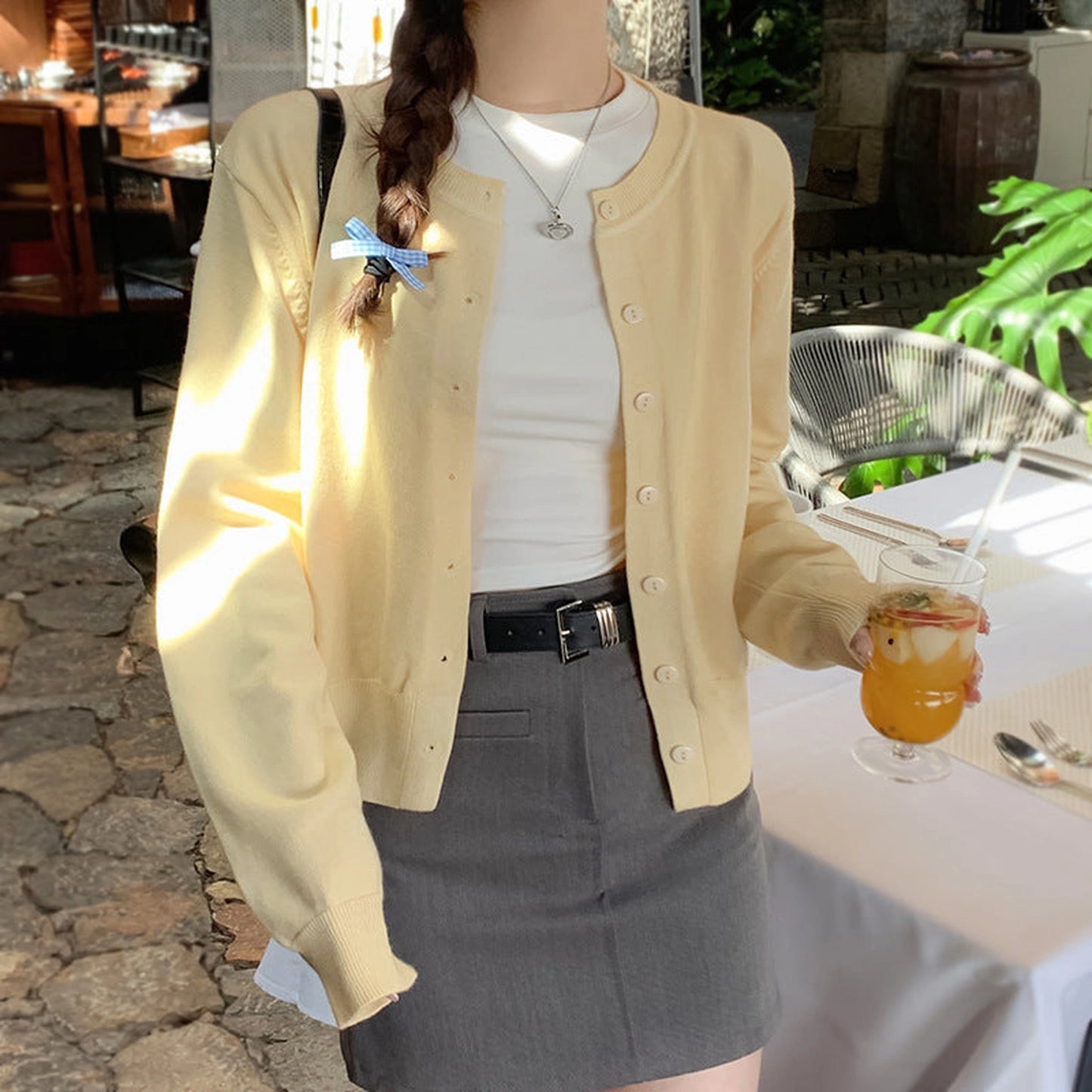 Women's Yellow High-grade Small Sweaters Cardigan