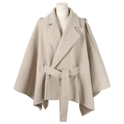 Lace-up Shawl Cape Thickened Coat Woolen