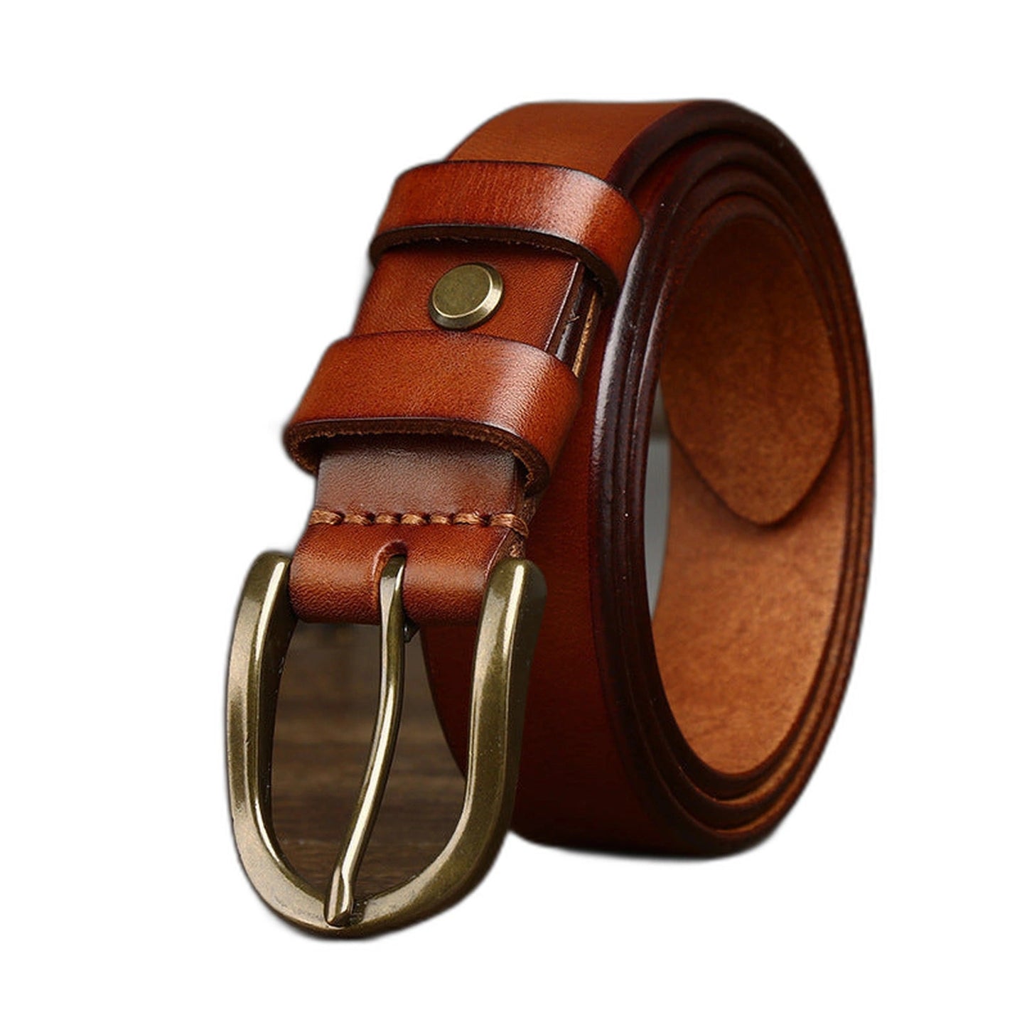 3.3CM Wide Copper Buckle Trendy Fashion Retro Belt Men