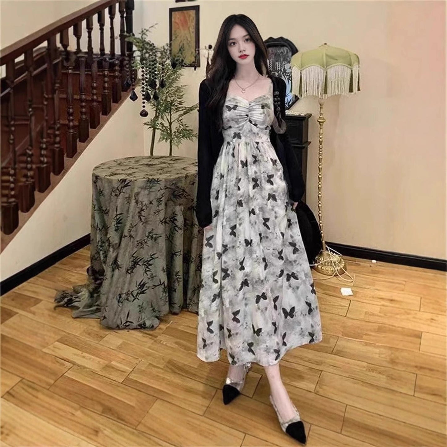 Summer French Style Gentle Pansy Sling Dress