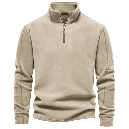 Men's Autumn And Winter New Stand Collar Half Zip Long-sleeved Sweater