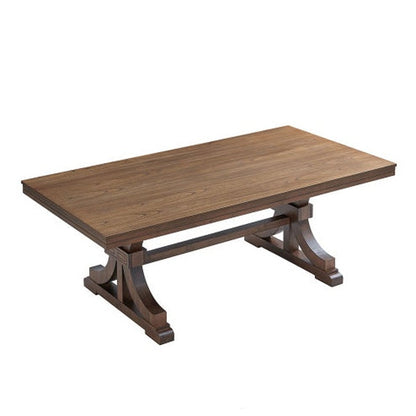 78.74 Rectangular Rubber Wood Dining Table For 6-8 With Wooden Trestle Pedestal Base,Mid Century Modern Kitchen Wooden Table Dinner Table For Dining Room, Living Room,OAK