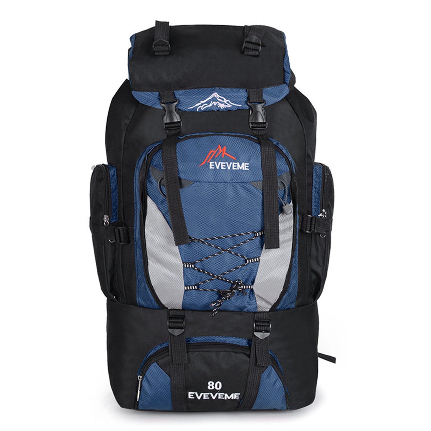 80L Extra Large Hiking Camping Backpack Rucksack Waterproof Travel Luggage Bag Blue