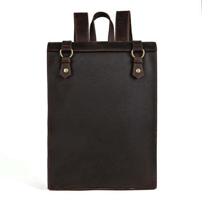 Crazy Horse Leather Men's Vintage Backpack Large Capacity
