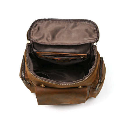 Crazy Horse Leather Men's Leather Backpack First Layer Cowhide