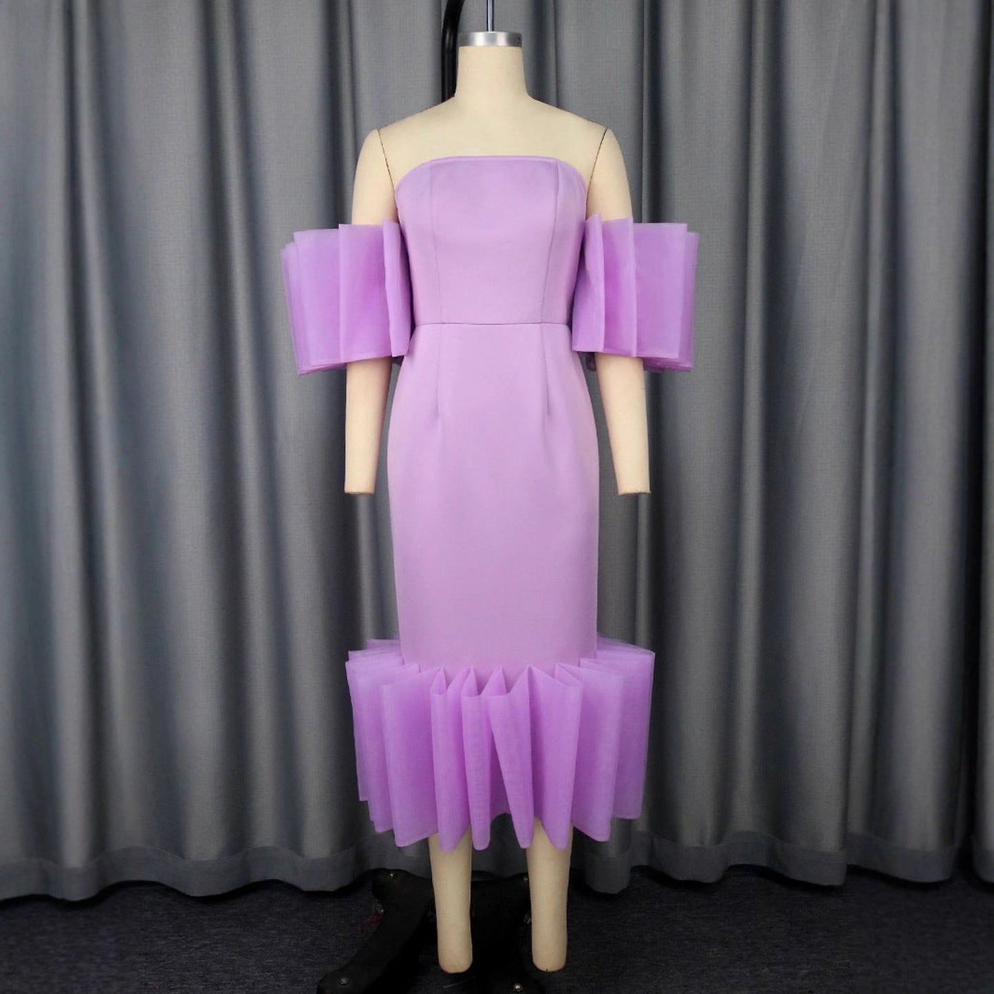 European And American Sexy Tube Top Purple Dress