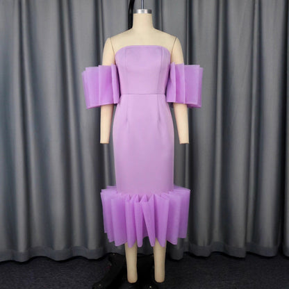 European And American Sexy Tube Top Purple Dress