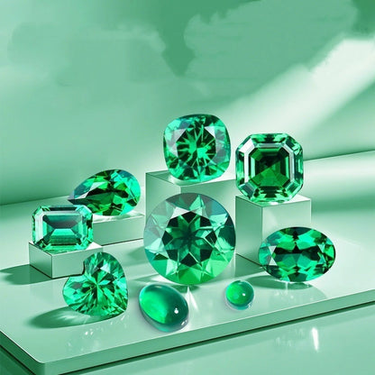Emerald Green Treasure Shaped Colored Gems