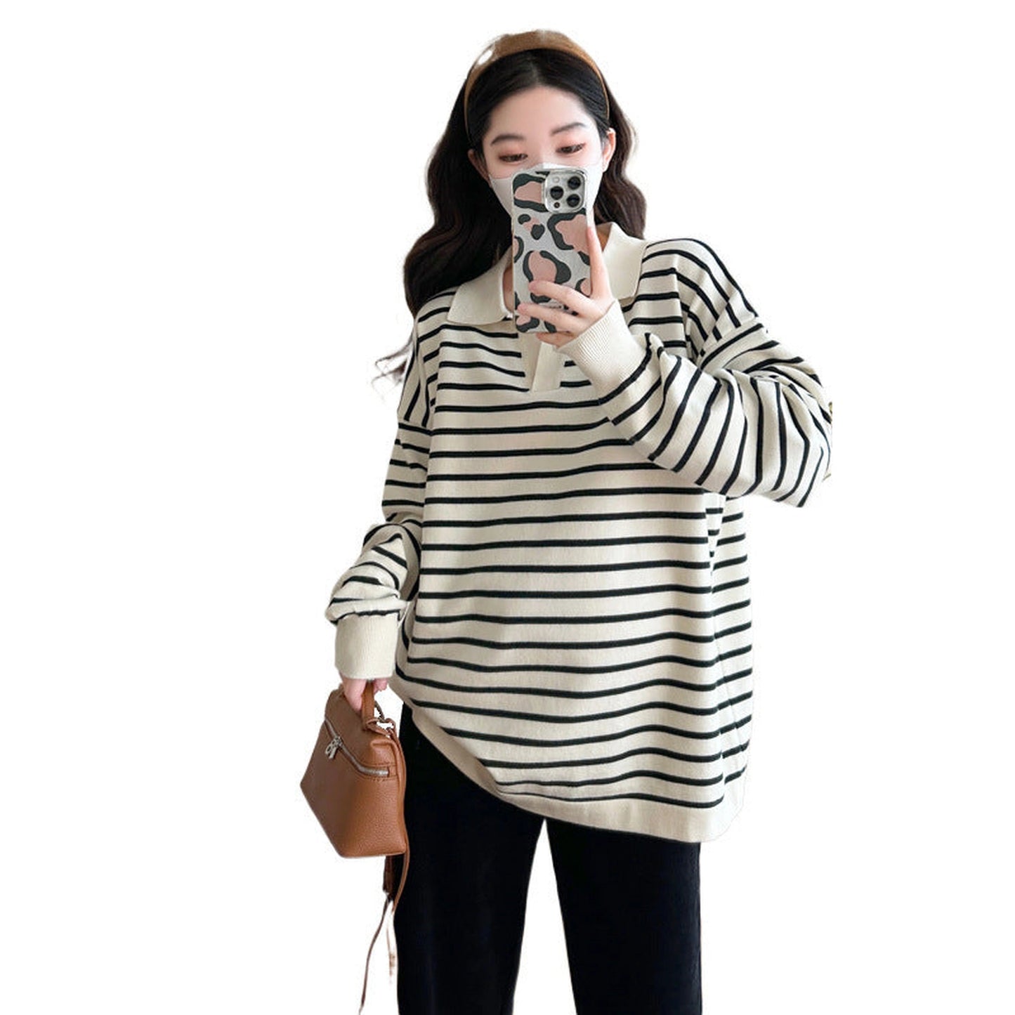 Loose Plus Size Pregnant Women's Knitted Top