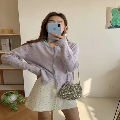 Hollow Sun Protection Sweater Women's Overall Spring Sling Outer Tops