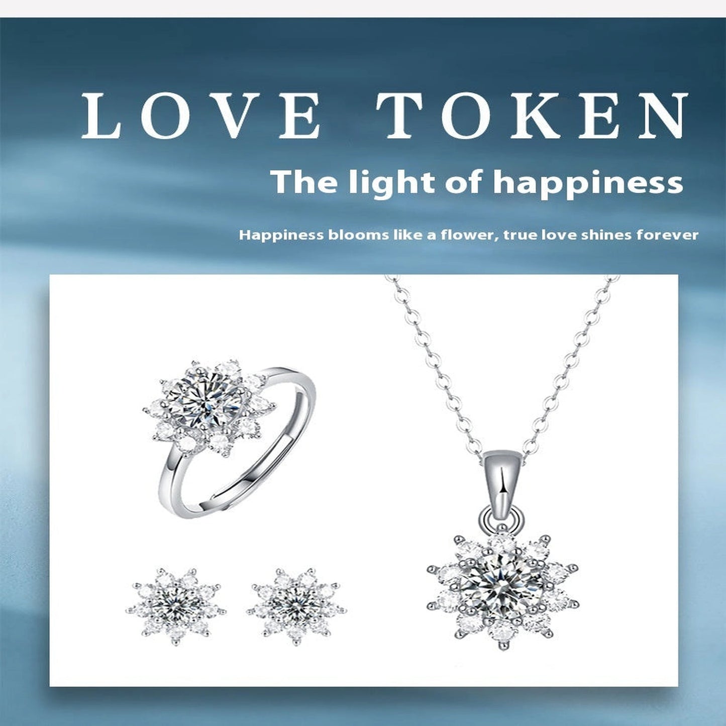 925 Silver Ring Holder Jewelry Ornament First Snow Series Goddess Necklace Suit