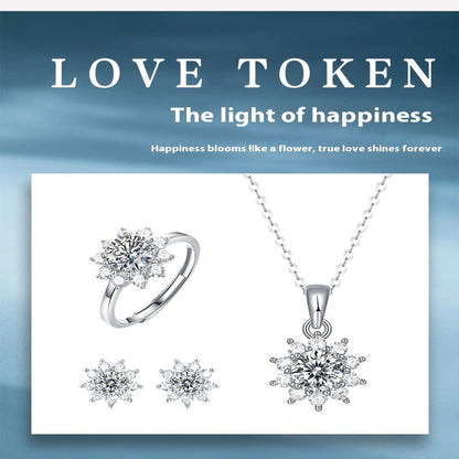 925 Silver Ring Holder Jewelry Ornament First Snow Series Goddess Necklace Suit