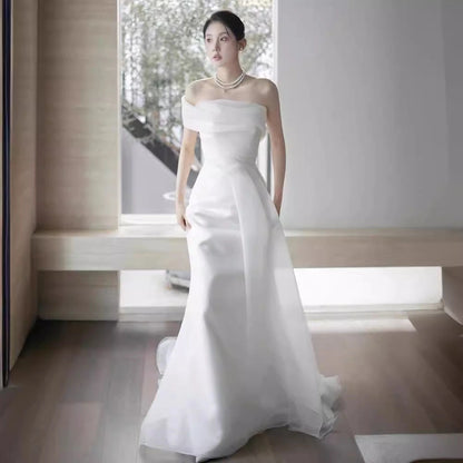 French Off-shoulder Light Wedding Dress Bride