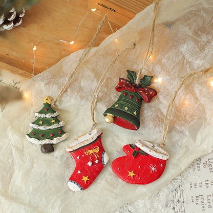 American Retro Christmas Resin Small Pendant Christmas Snowman Crutch