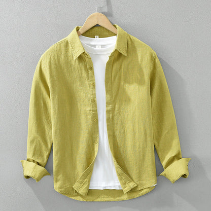 Long Sleeve Shirt Men's Fashion Casual Artistic Loose Linen Top