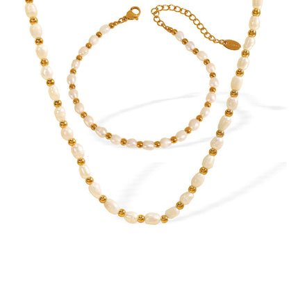 Women's Pearl Bracelet Niche Style Bracelet All-match Fashion Necklace, Bracelet Set