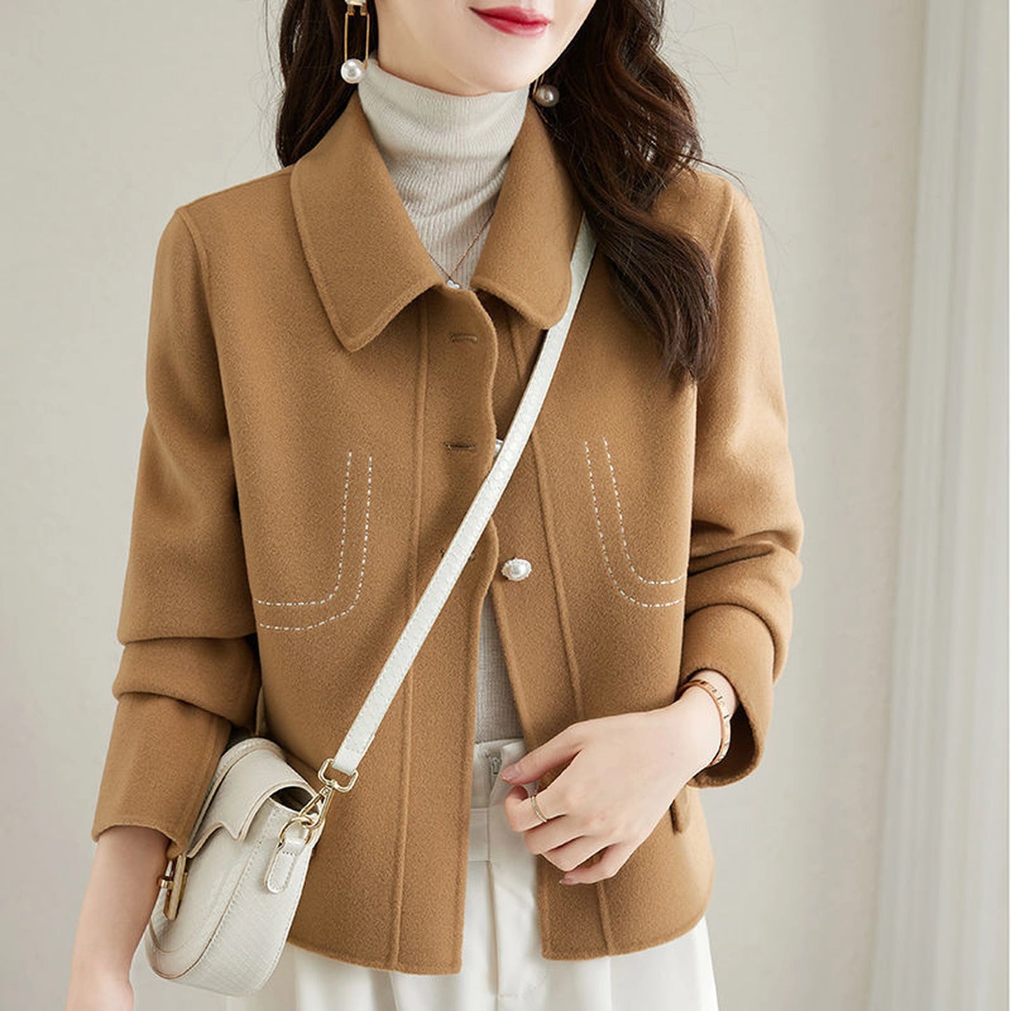 Fashionable Korean Style Slimming Casual All-matching Graceful Solid Color Small