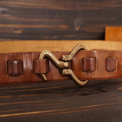 Men's Old Hemp Faced Solid Copper Buckle Handcrafted Woven Belt