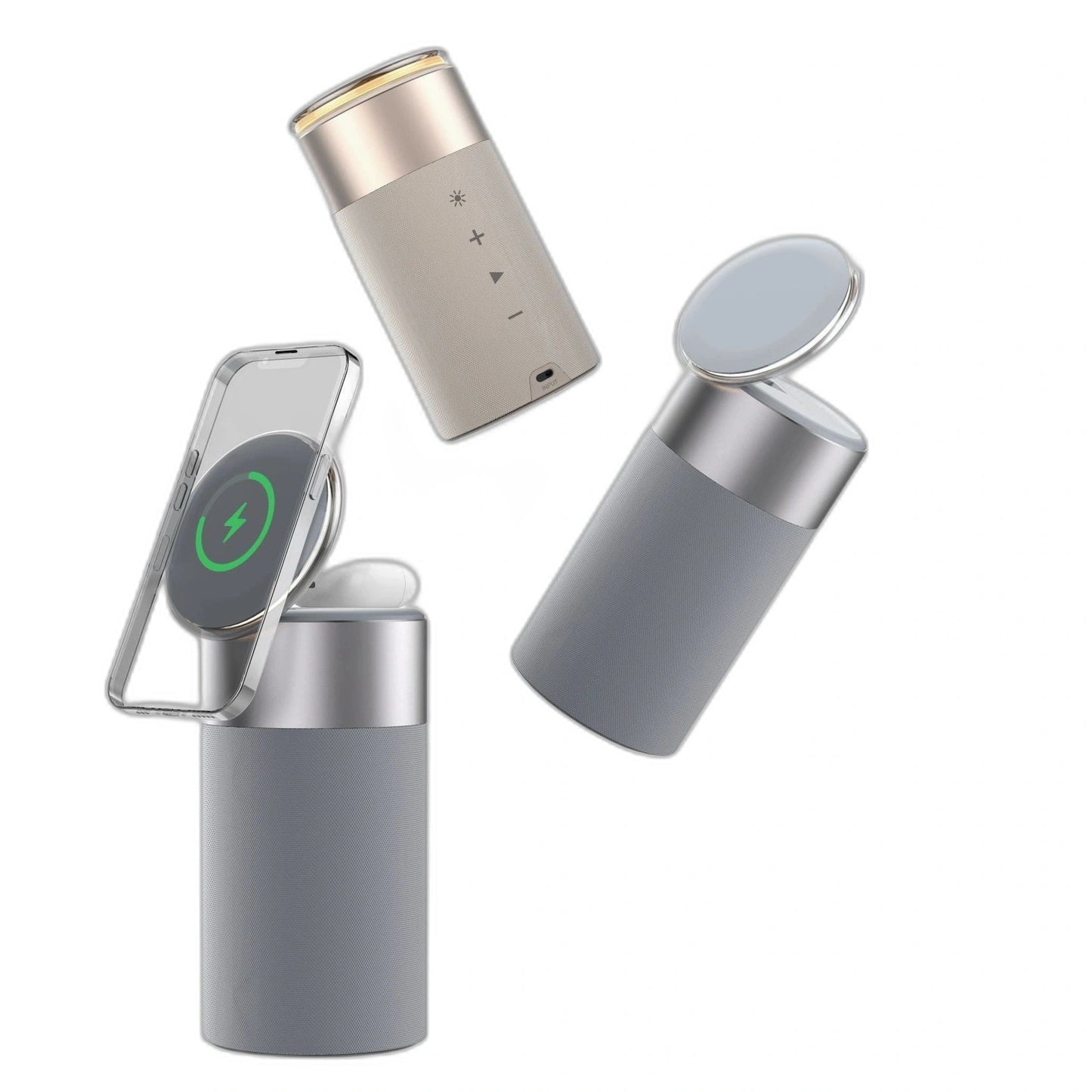 3 In 1 Multi-Function IPhone And AirPods Wireless Charger Portable Bluetooth Speaker With Touch Lamp For Home And Office