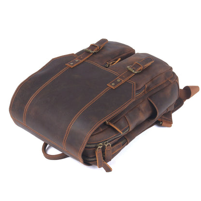 Vintage Large Capacity Crazy Horse Leather Backpack