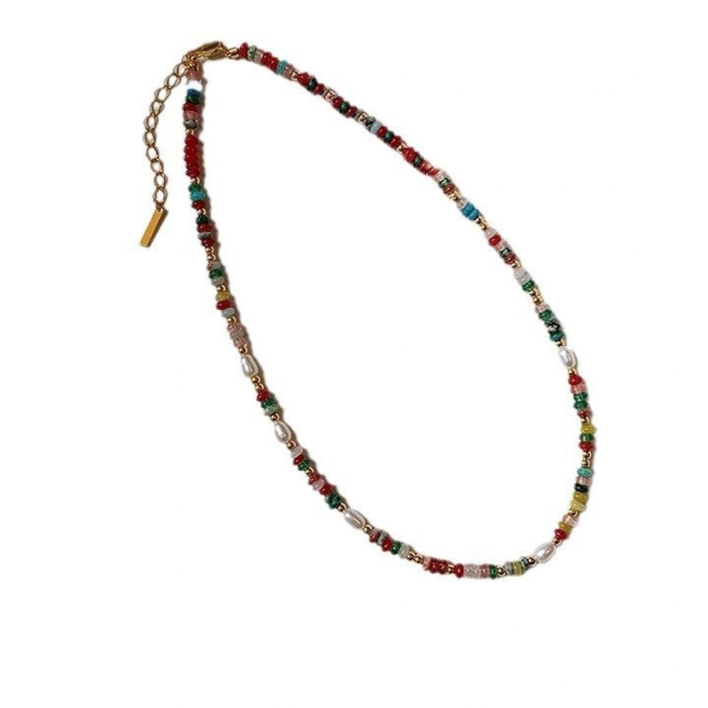 Mixed Color Natural Stone Rice Grain Freshwater Pearl Necklace Bracelet
