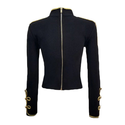 Women's Autumn Winter Coat Tassel Bead Weave Epaulet Jacket