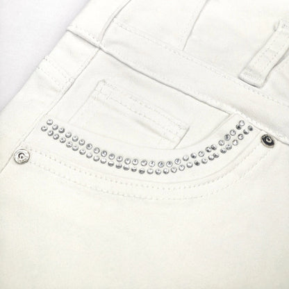 White High Waist Button Shorts Slim Fit Stretch Denim Bling Pocket Hot Girl Summer Look Club Chic Curve Flattering Pants For Women Forbidden Platform - Temu