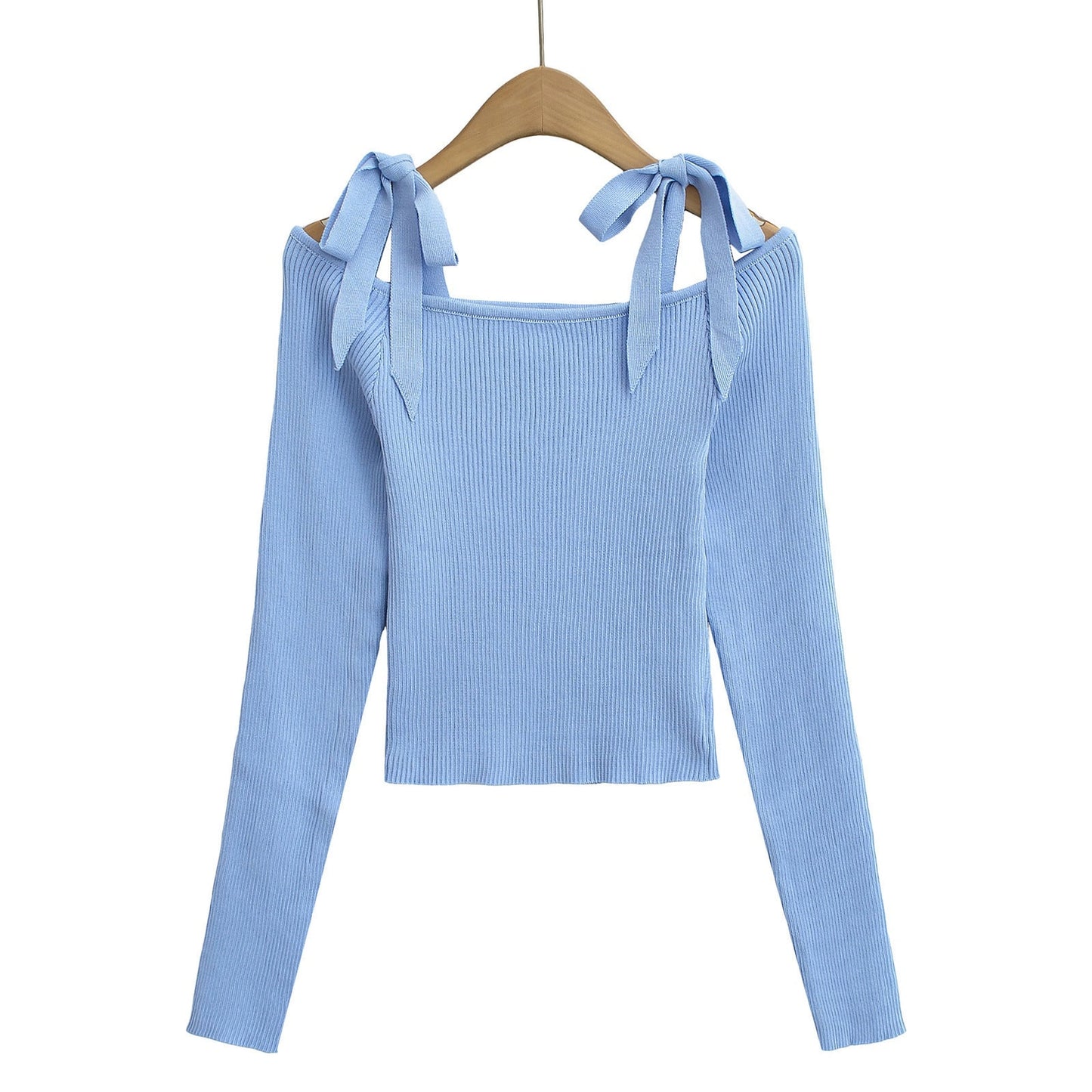 Sexy Strapless Lace-up Short Off-shoulder Knitwear