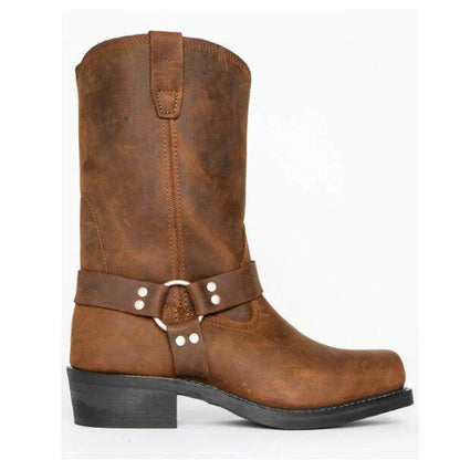 Vintage Men's Cowboy Boots Belt Buckle Ring High Top